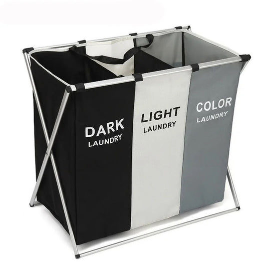 Foldable 3 section Laundry Hamper