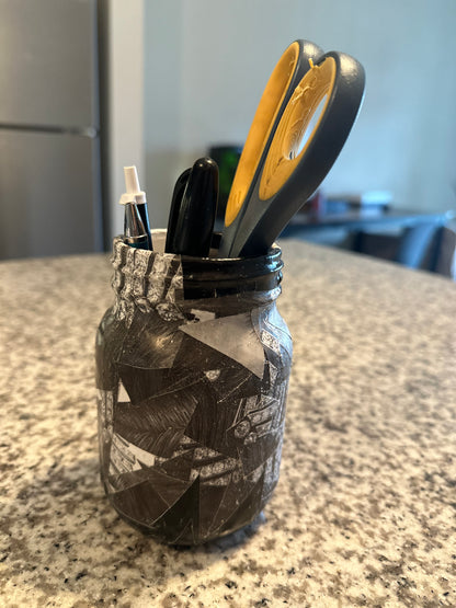 HandMade magazine Glass mason Jar Desk organizer