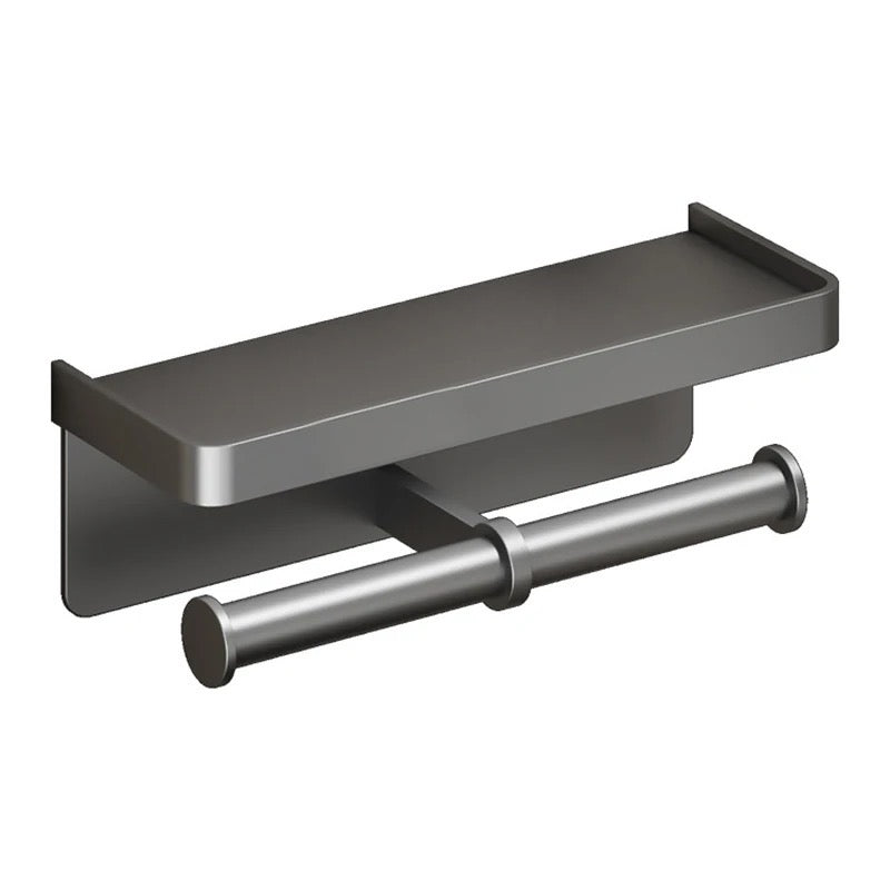 (Grey) Double Aluminum Alloy Toilet Paper Holder