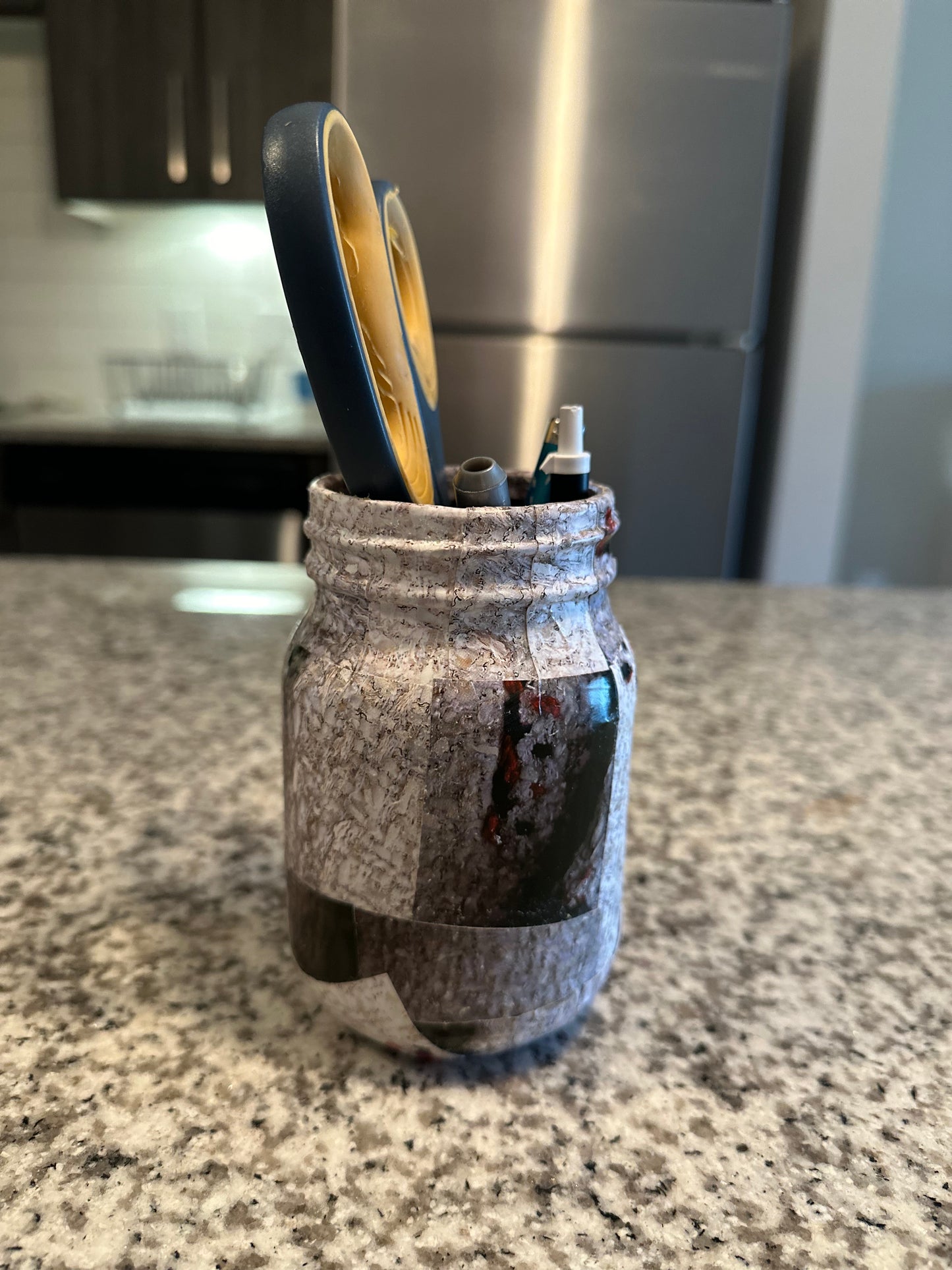 HandMade magazine Glass mason Jar Desk organizer