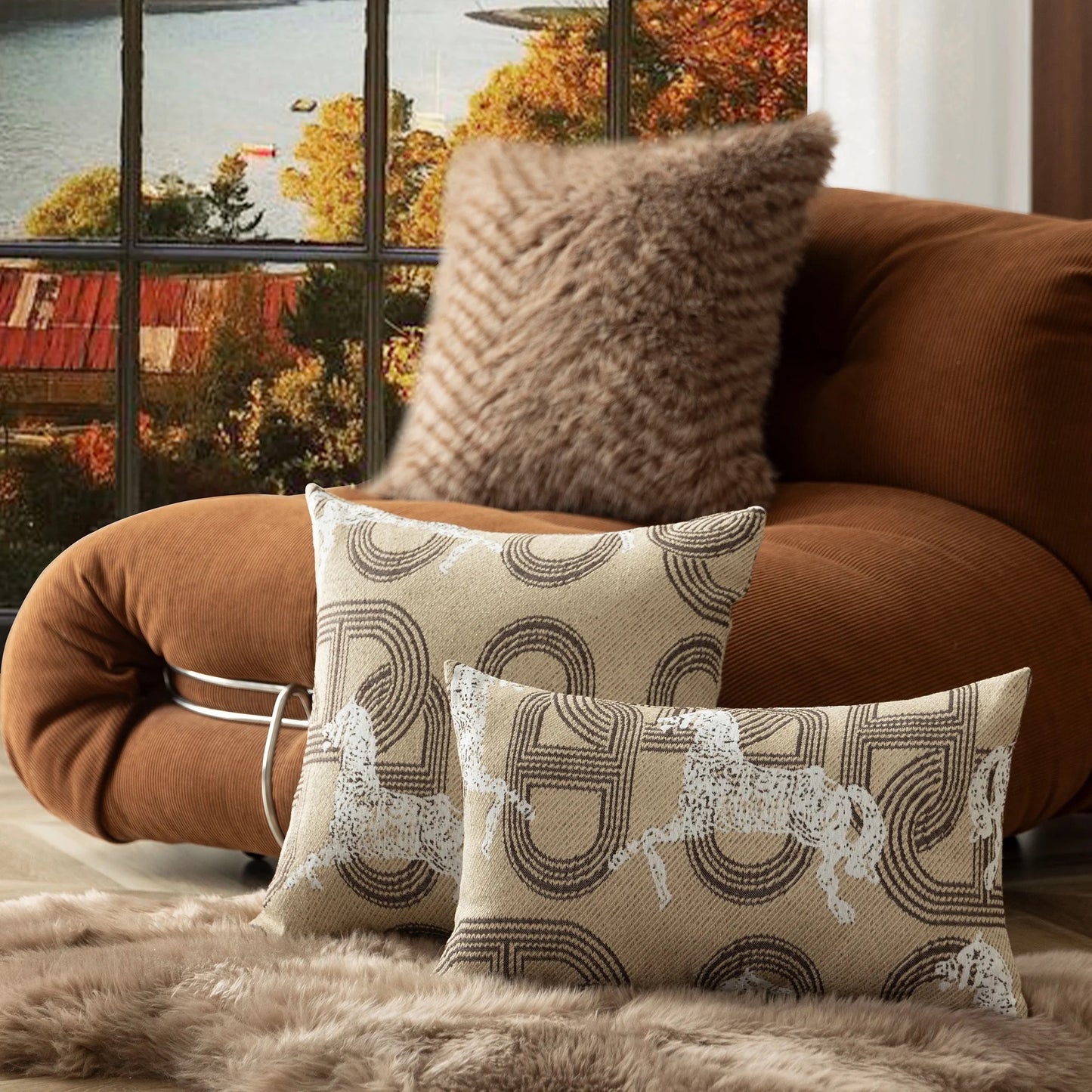 Horse pattern indoor pillow (cover)