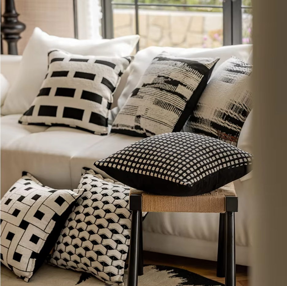 Beige black and white (cushion Cover)