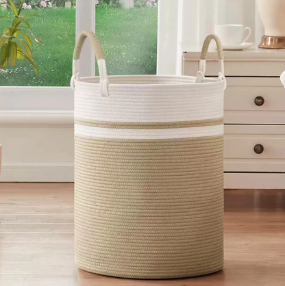 Large 15.32 gallon cylinder tote cotton laundry basket