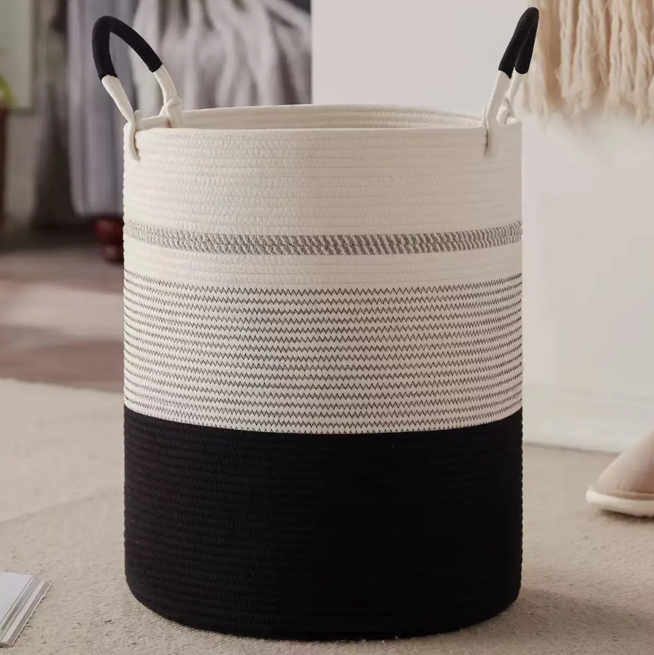 Large 15.32 gallon cylinder tote cotton laundry basket