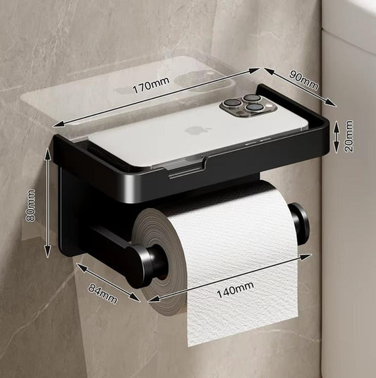 [Black] Aluminum Alloy Bathroom Toilet paper Holder